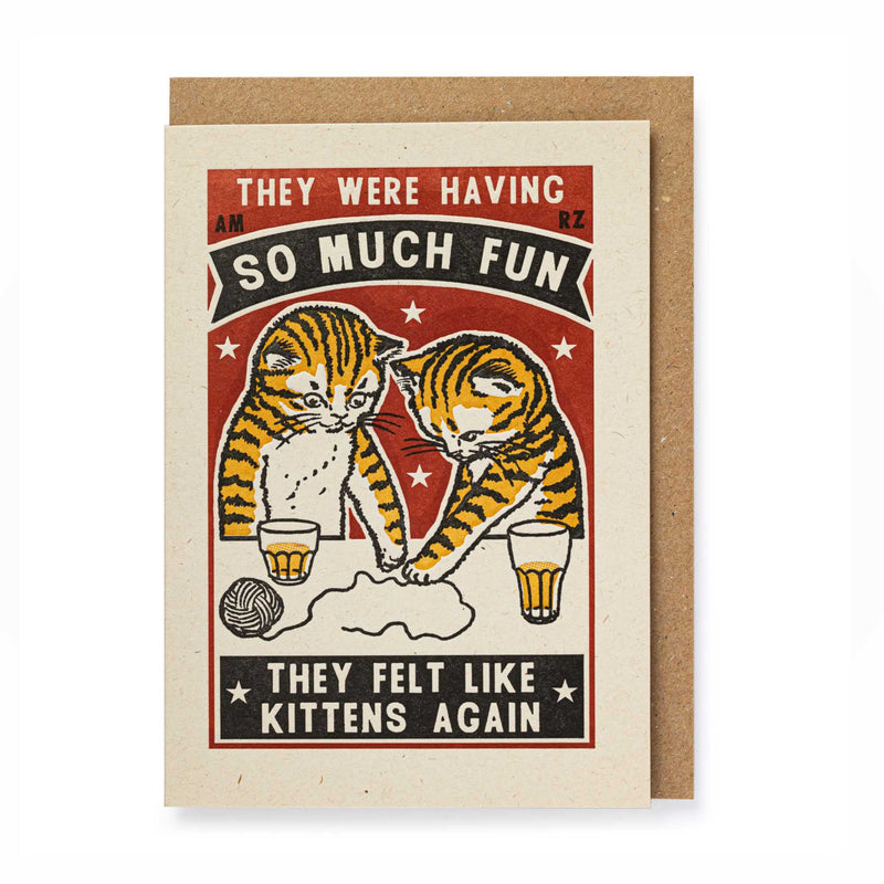 Archivist 'Kittens Again' luxury letterpress printed card