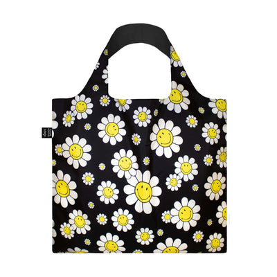 Loqi Smiley Flowers Black tote