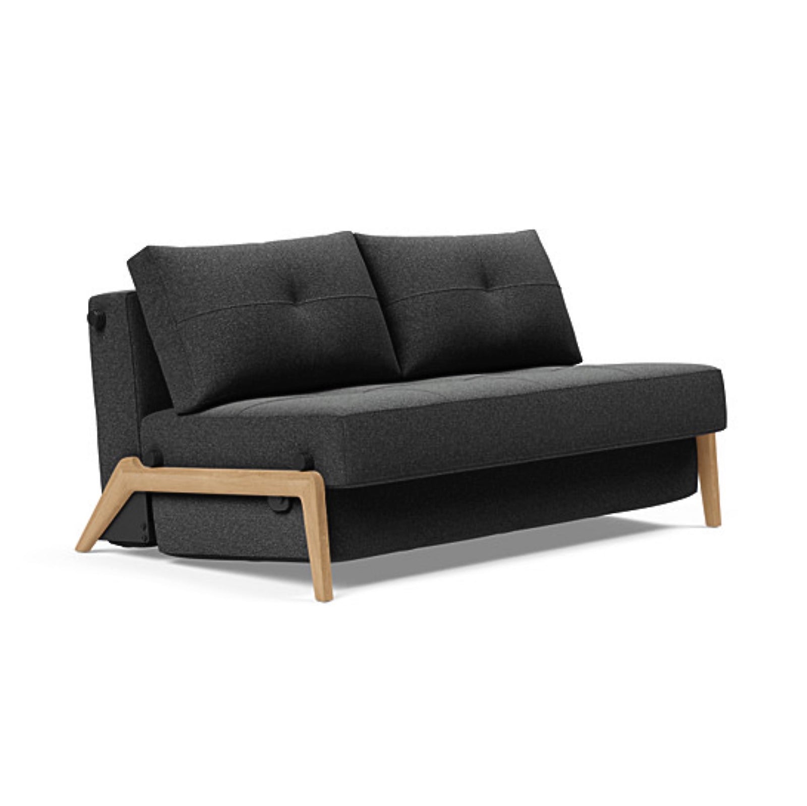 Innovation Living Cubed 140 Wood sofa bed, 529 boucle charcoal