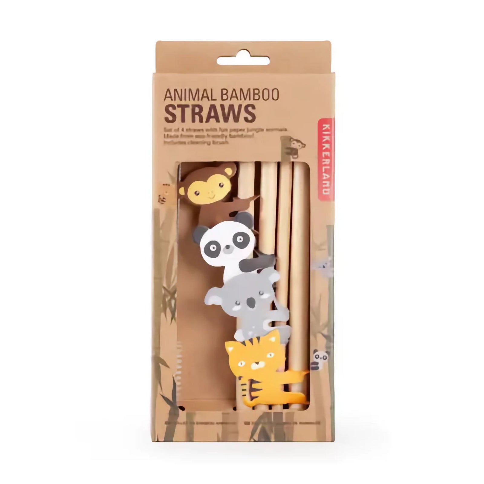 Kikkerland Wooden Animal bamboo straws