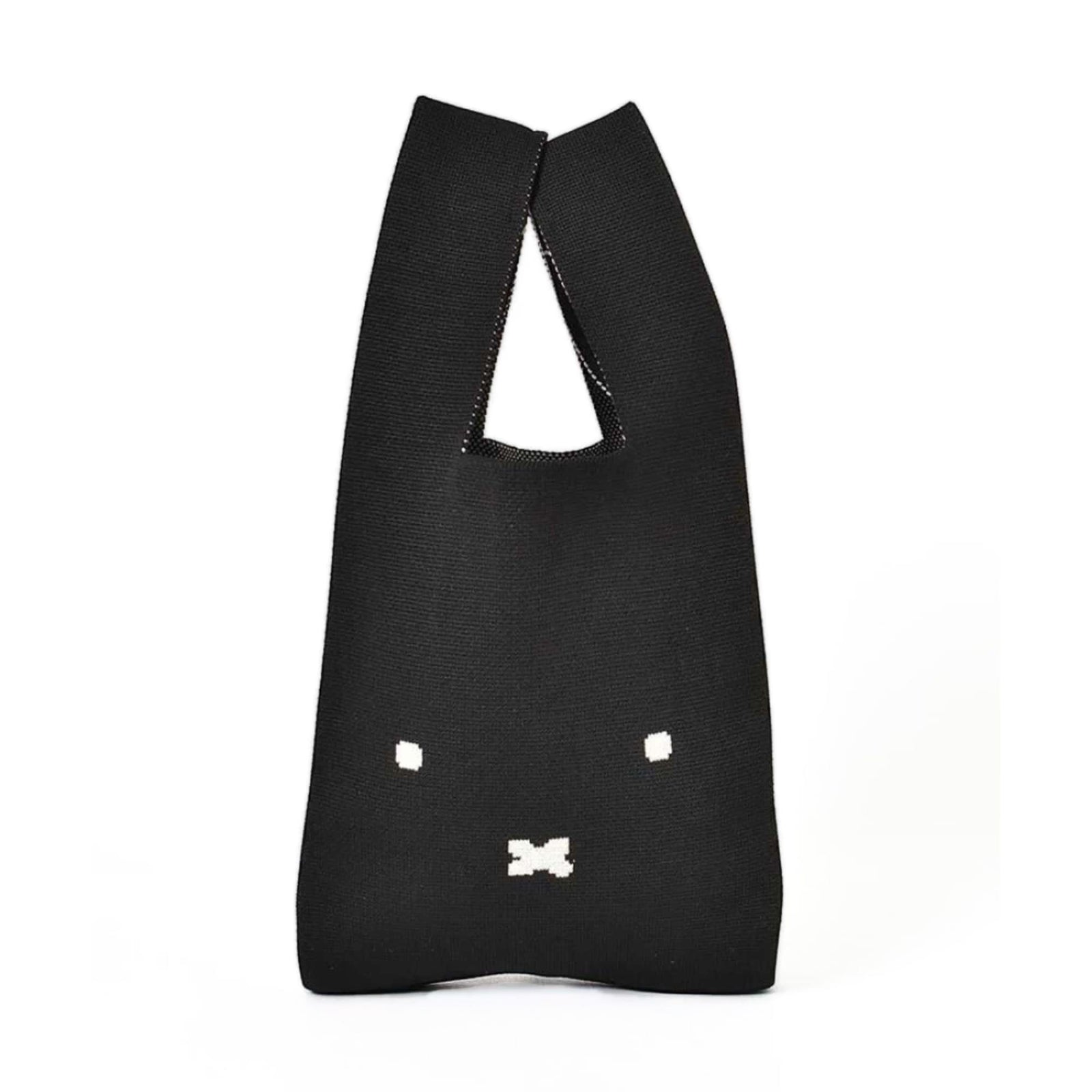 Miffy Face knit tote bag, black