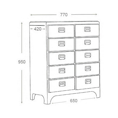 Dulton 2 Columns by 5 Drawers cabinet, grey green