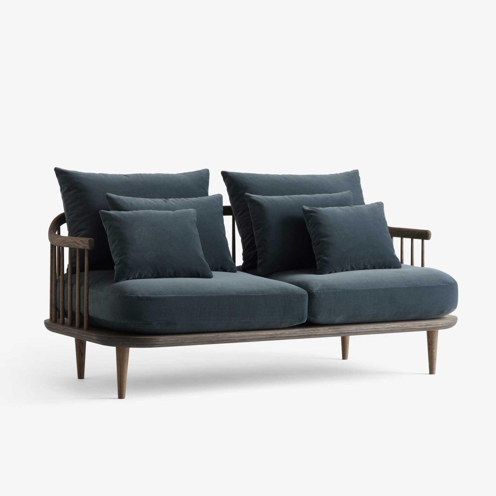 &Tradition Fly SC2 2-seater sofa, smoked oiled oak/velvet 10 twilight