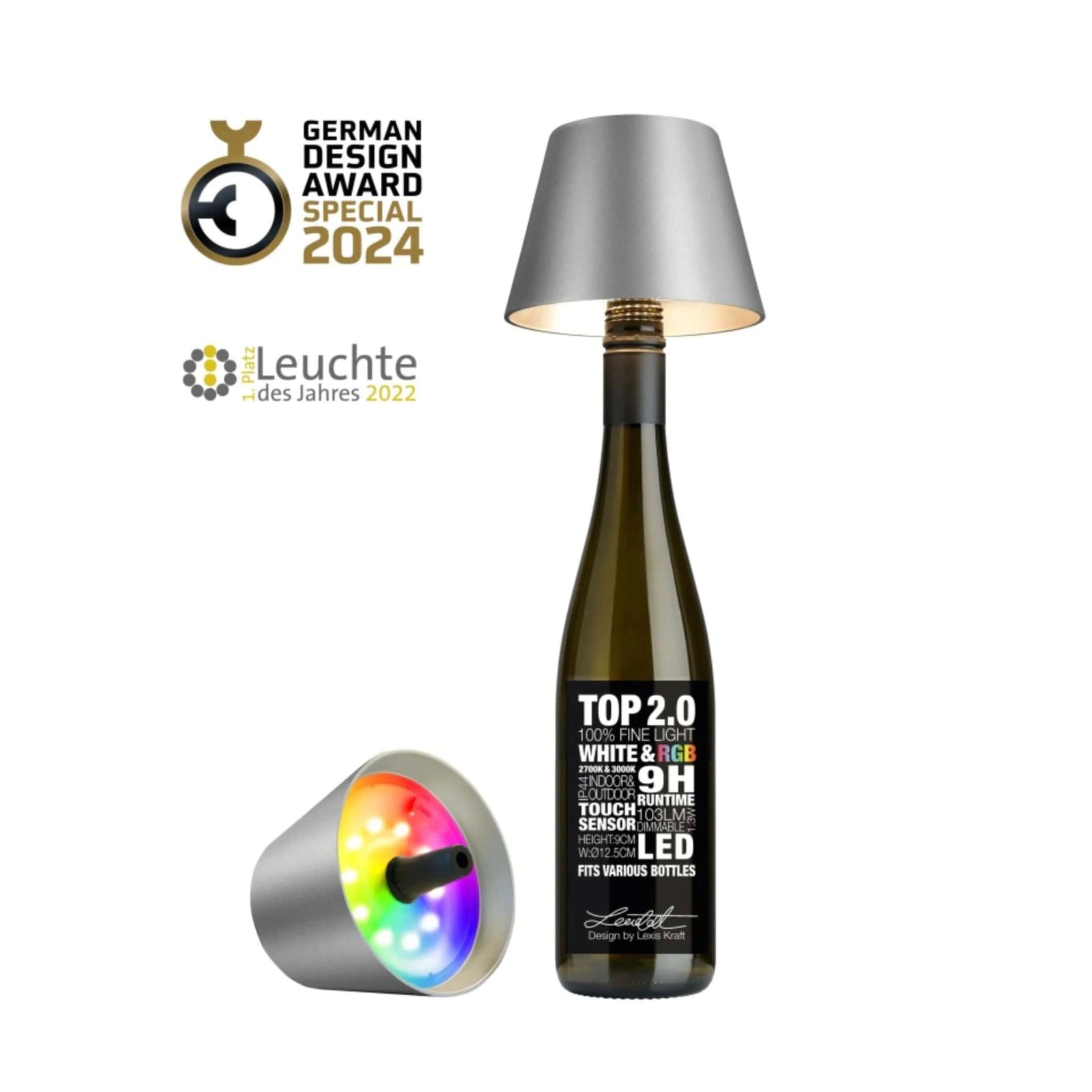 Sompex Top 2.0 rechargeable bottle light, graphite