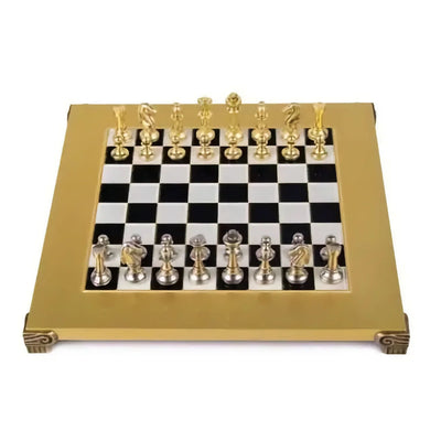 Manopoulos Classic Metal Staunton Chess, gold/silver