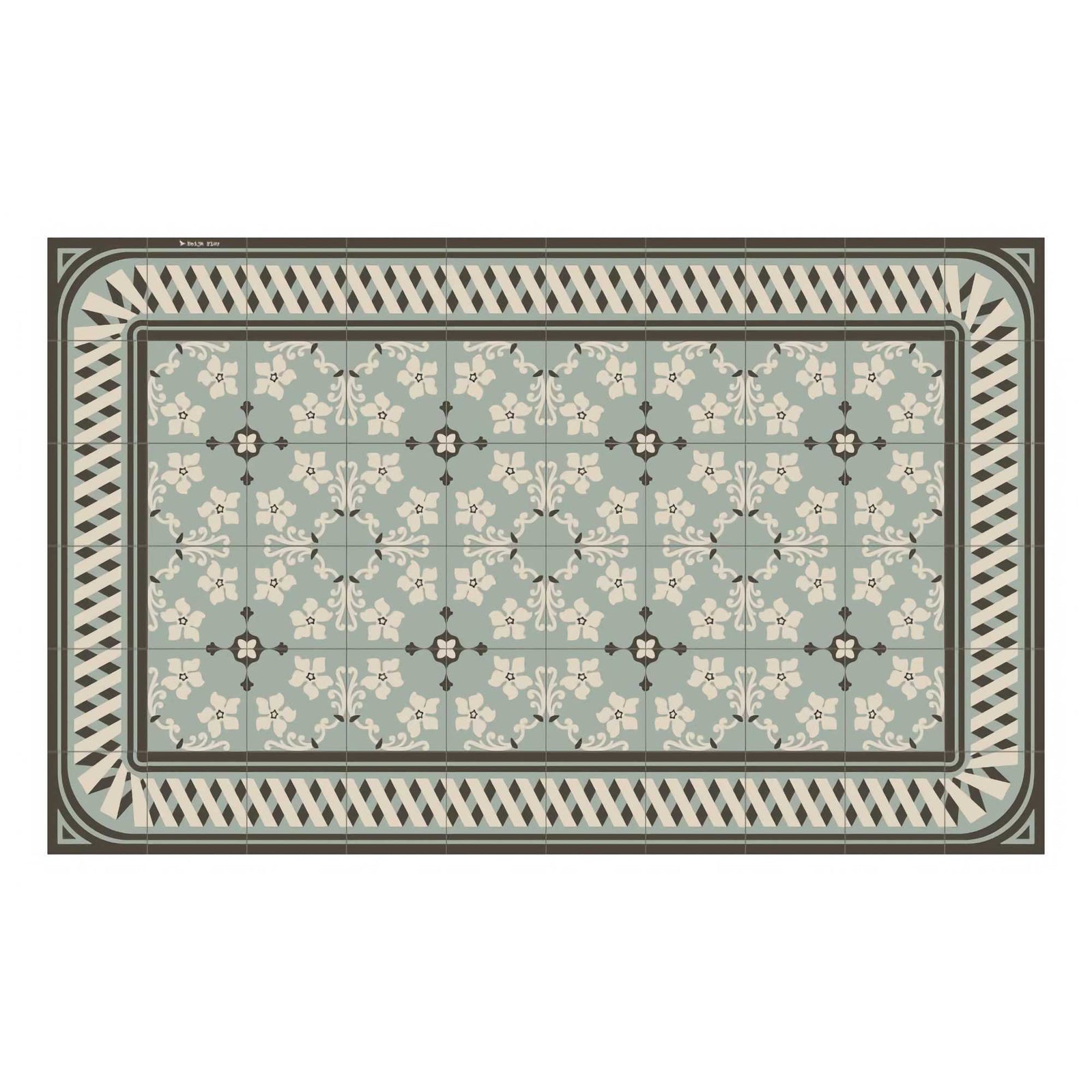 Beija Flor Almond Mint Vinyl Rug (60x80cm), Modern