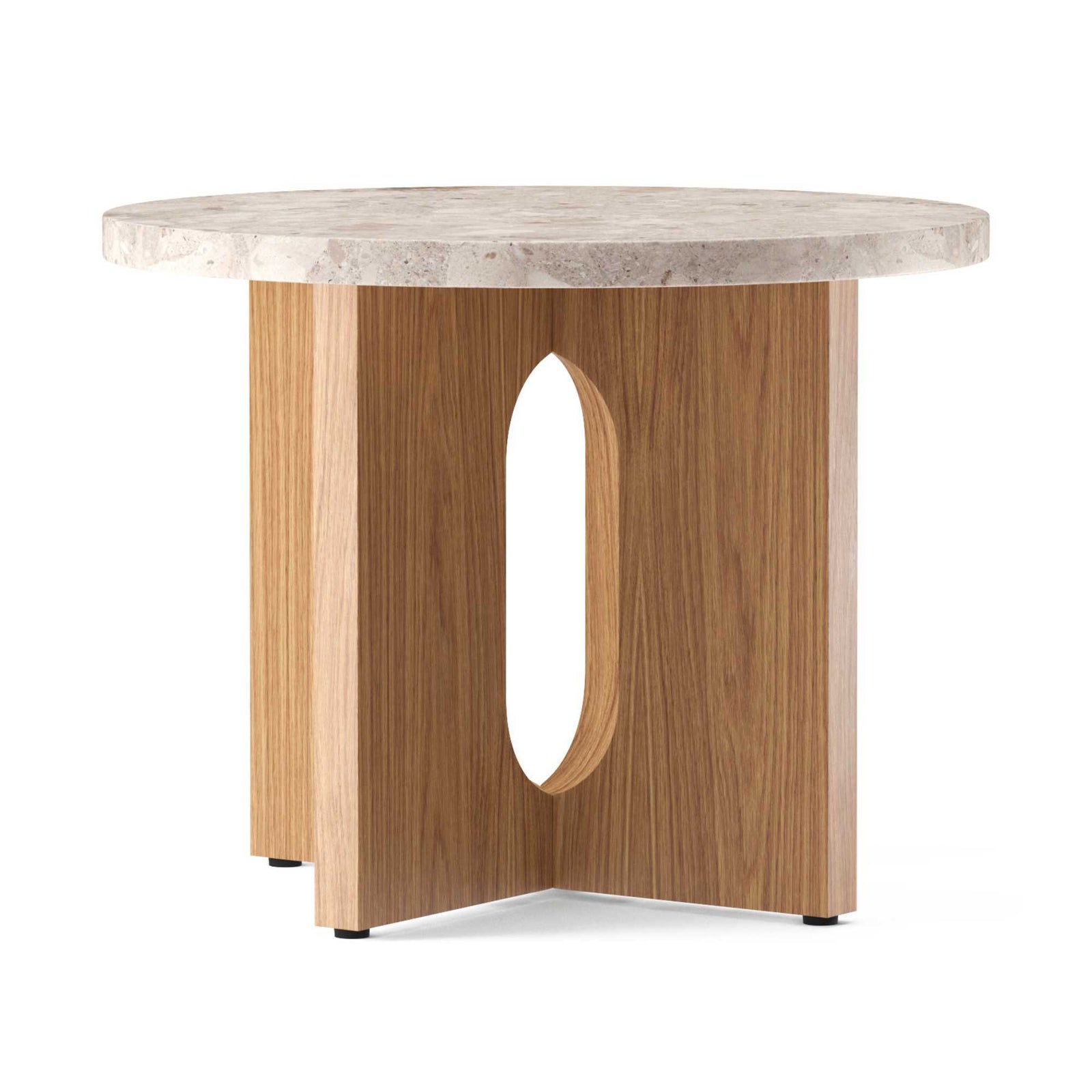 refurbushed | Audo Copenhagen Androgyne Wooden Side Table, Natural Oak / Kunis Breccia Sand