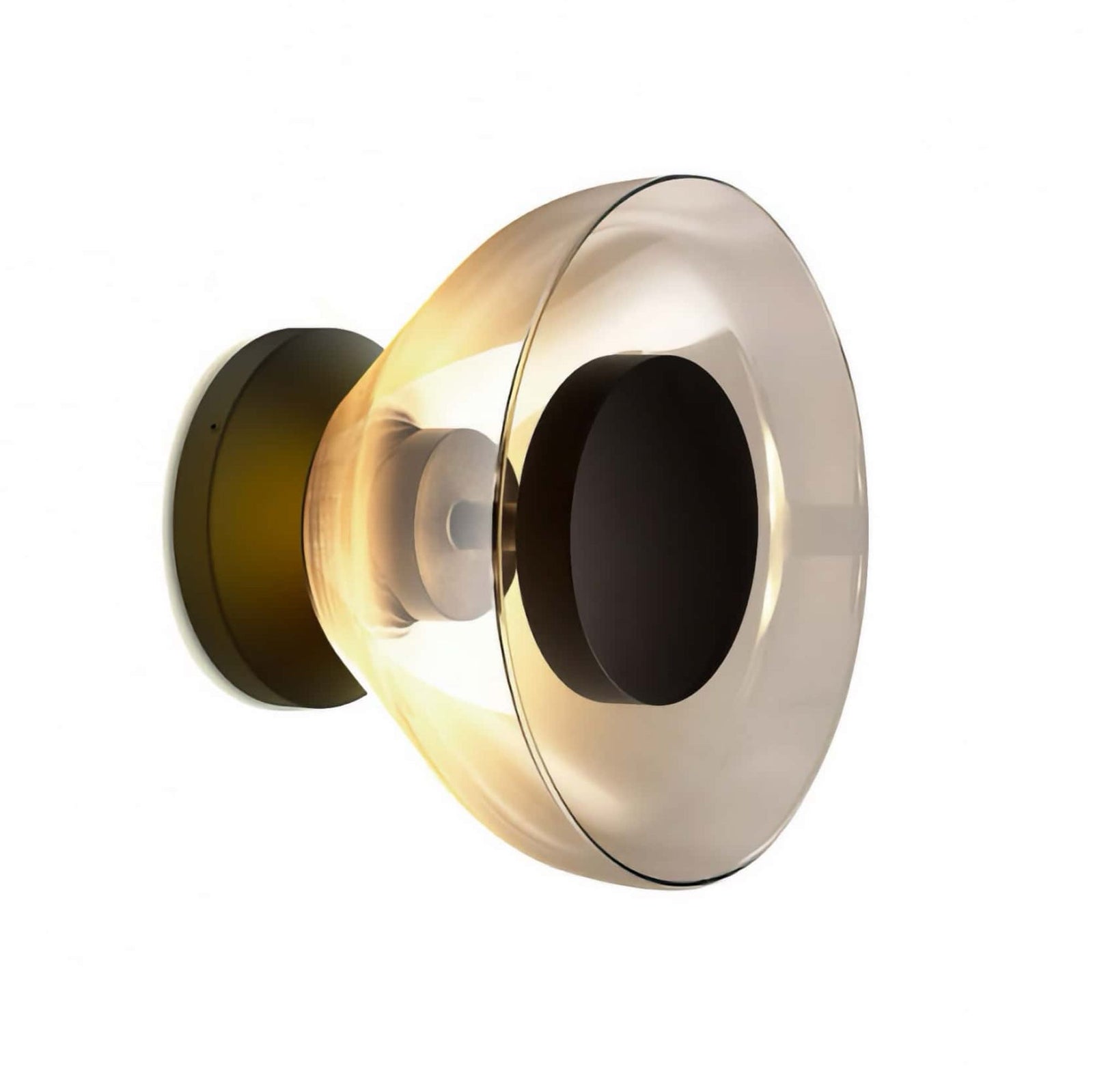 Marset Aura LED Wall Light with canopy, transparent smoked