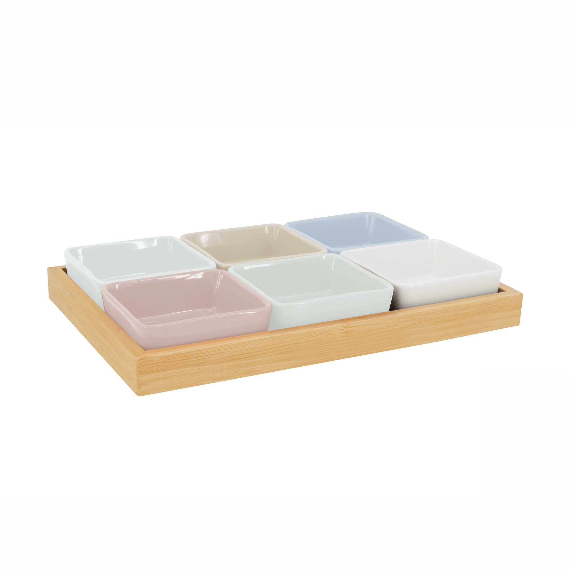 Remember Snack Bowl set with wooden tray (set of 7), "no. 2"