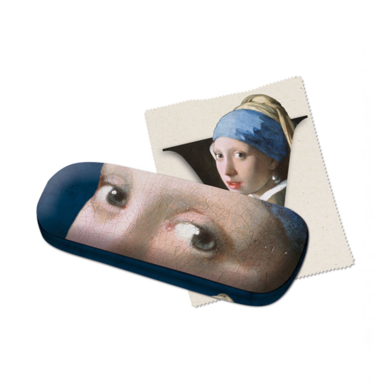Bekking & Blitz glasses case with microfibre cloth, girl with pearl earing