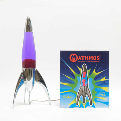 refurbised | Mathmos Telstar Silver Rocket Lava Lamp, Violet/Red