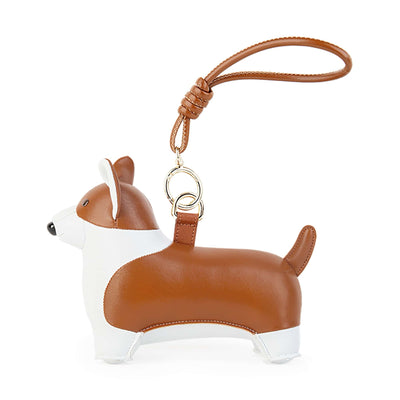 Zuny Corgi bag charm, tan/white