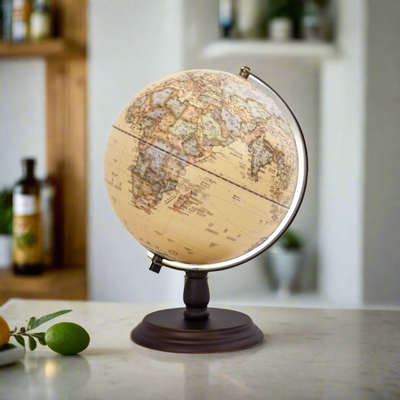 WoodGlobe Antique Map globe lamp 10"