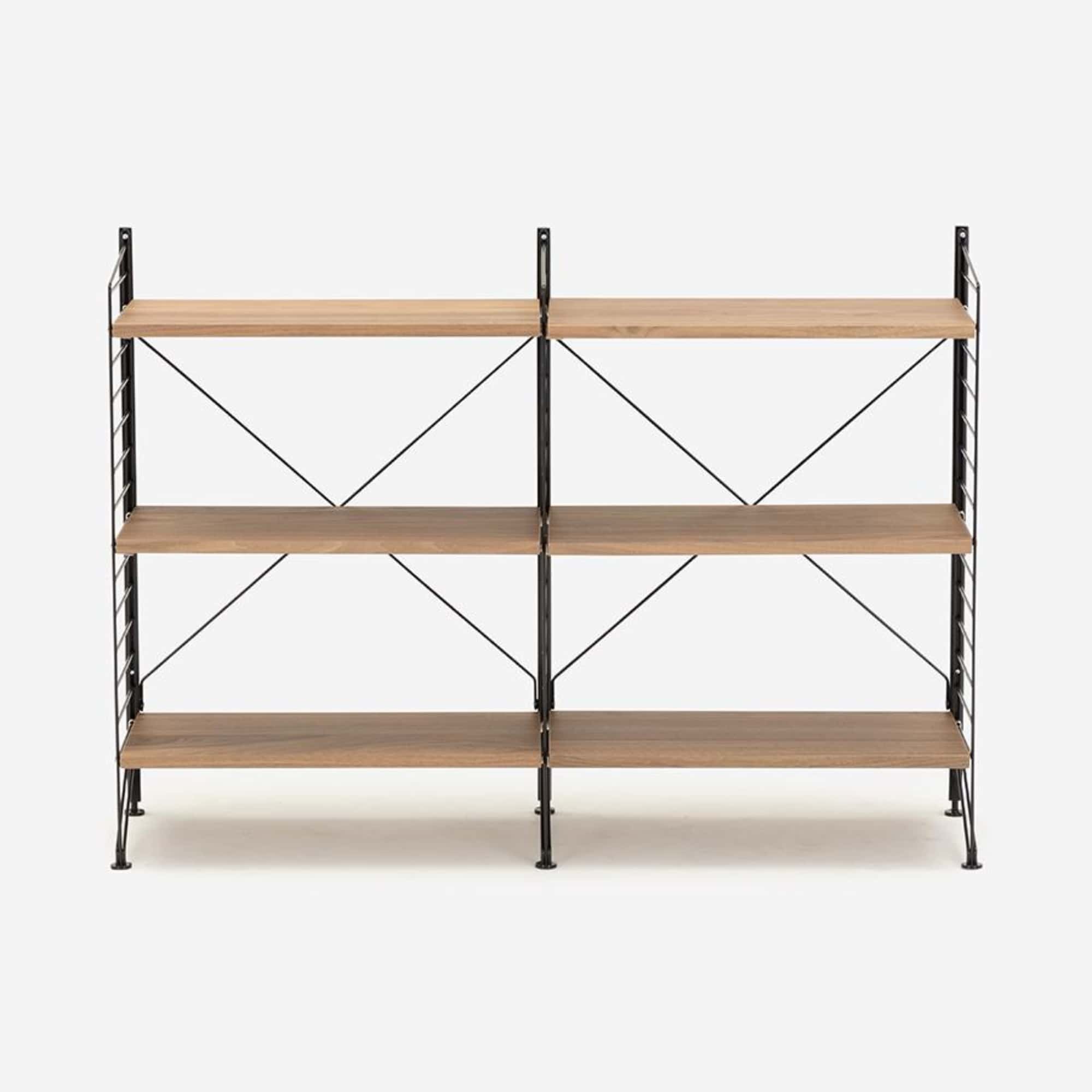 String Freestanding Shelf, 120cm Wide, Walnut/Black