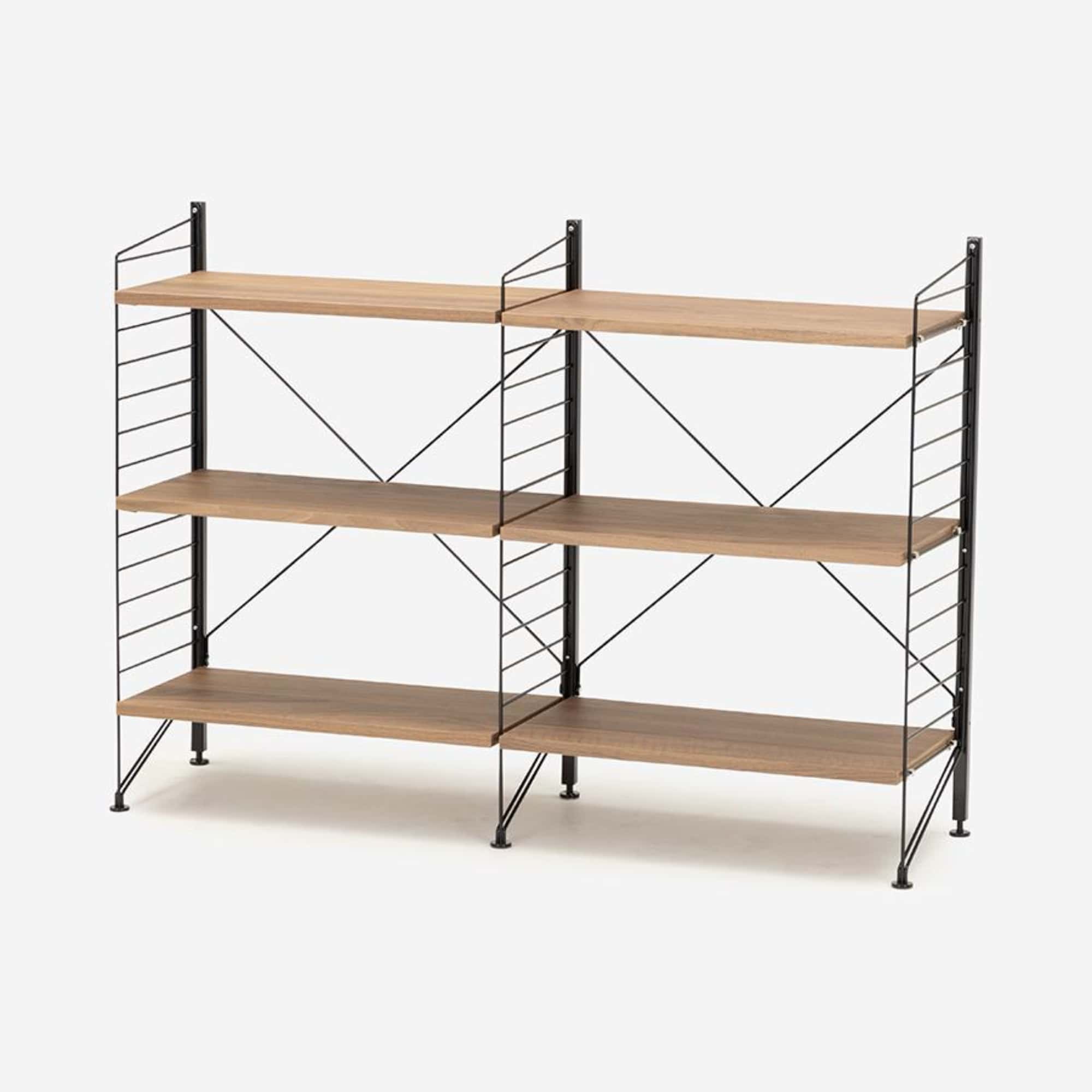 String Freestanding Shelf, 120cm Wide, Walnut/Black