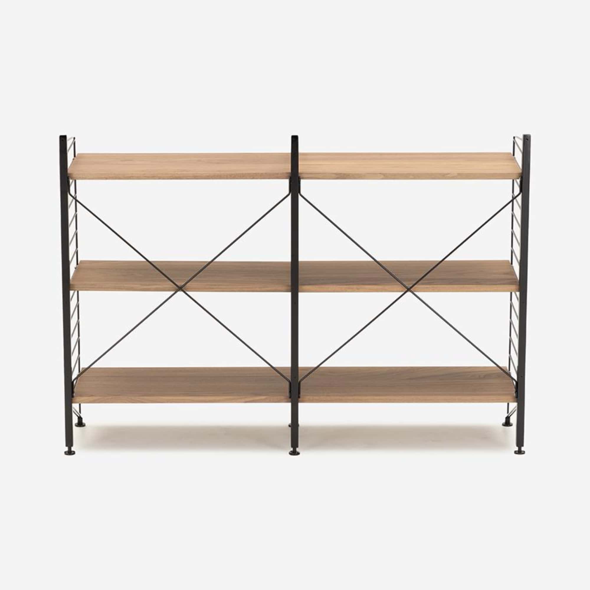 String Freestanding Shelf, 120cm Wide, Walnut/Black