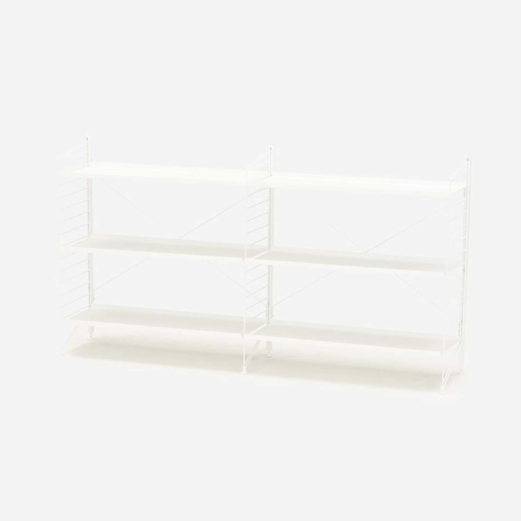 String Freestanding Shelf, 160cm Wide, White/White