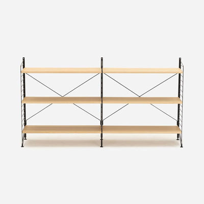 String Freestanding Shelf, 160cm Wide, Oak/Black