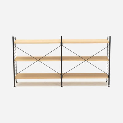String Freestanding Shelf, 160cm Wide, Oak/Black