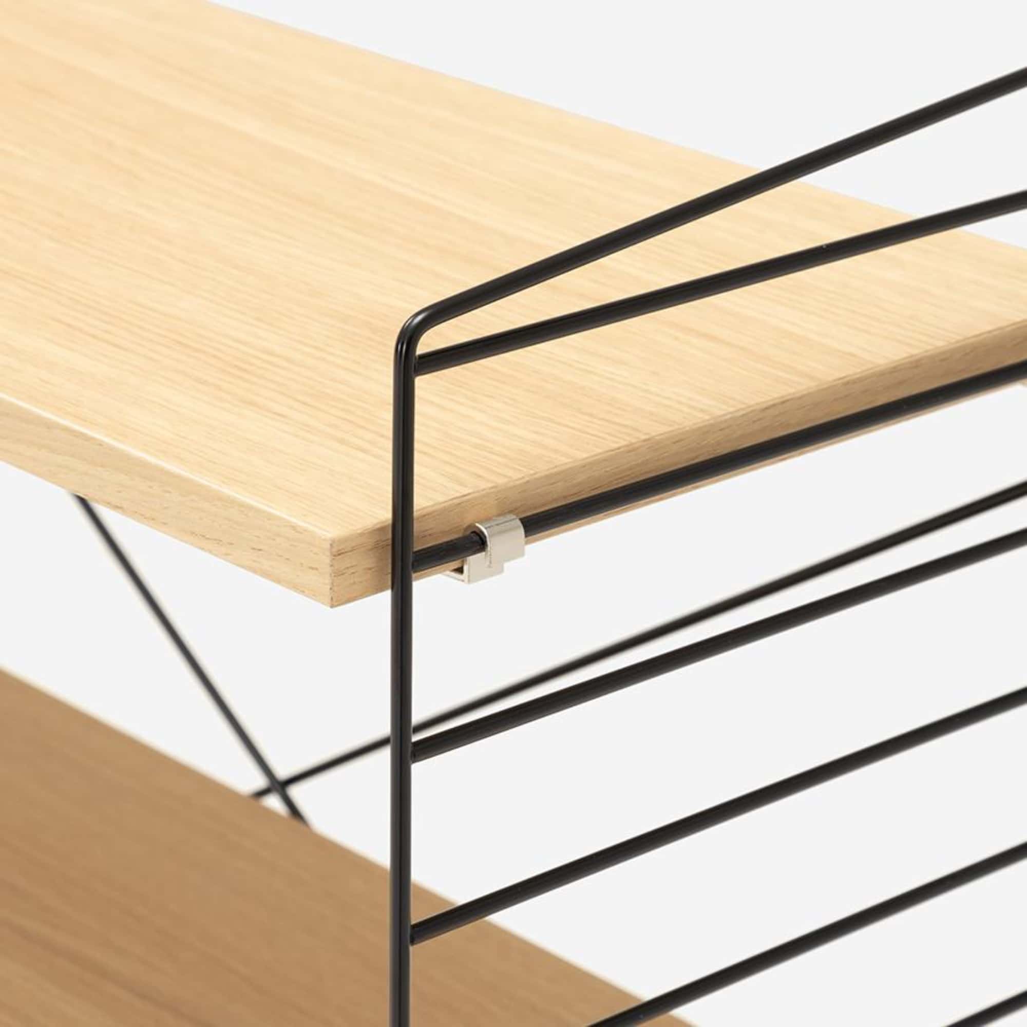 String Freestanding Shelf, 160cm Wide, Oak/Black