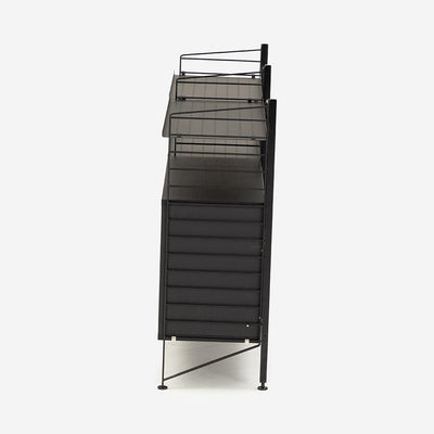 String Freestanding Shelf Cabinet, 140cm Wide, Black/Black