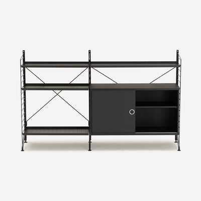 String Freestanding Shelf Cabinet, 140cm Wide, Black/Black