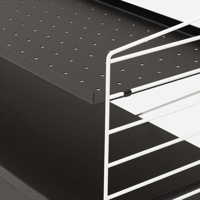 String Freestanding Shelf Cabinet, 140cm Wide, Black/White