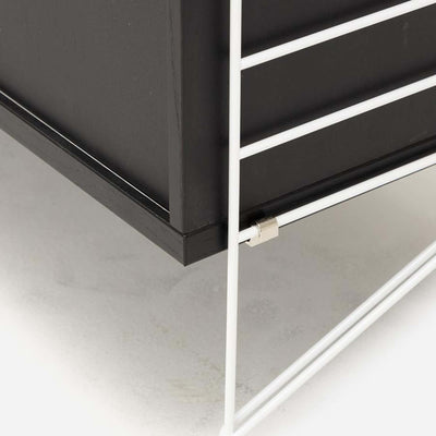 String Freestanding Shelf Cabinet, 140cm Wide, Black/White
