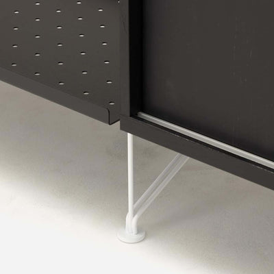 String Freestanding Shelf Cabinet, 140cm Wide, Black/White