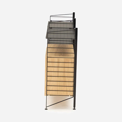 String Freestanding Shelf Cabinet, 140cm Wide, Oak/Black