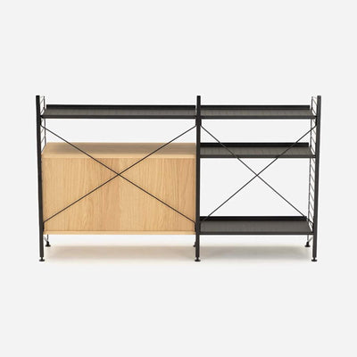 String Freestanding Shelf Cabinet, 140cm Wide, Oak/Black