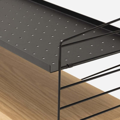 String Freestanding Shelf Cabinet, 140cm Wide, Oak/Black