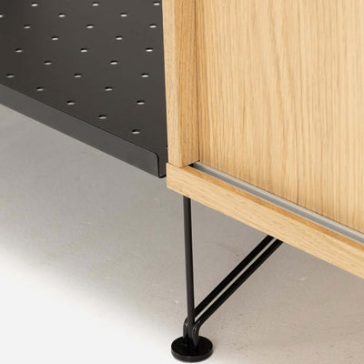 String Freestanding Shelf Cabinet, 140cm Wide, Oak/Black