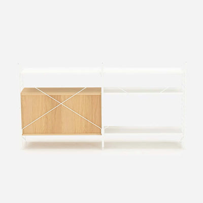 String Freestanding Shelf Cabinet, 160cm Wide, Oak/White