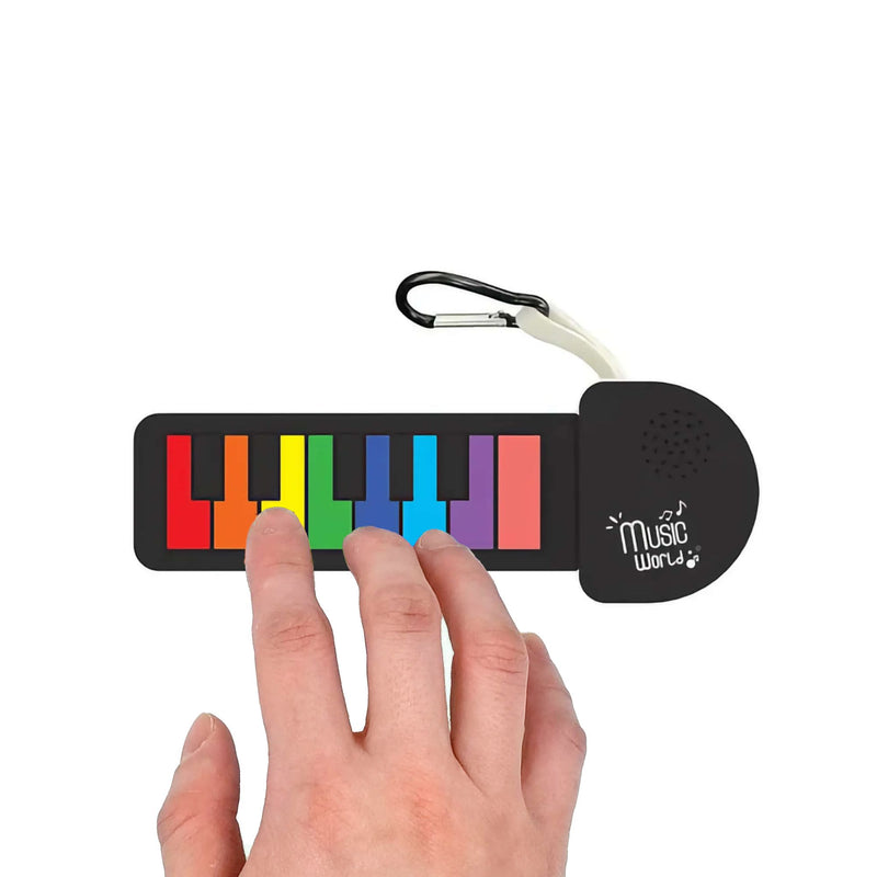 Music World Roll up silicone instrument keychain, piano