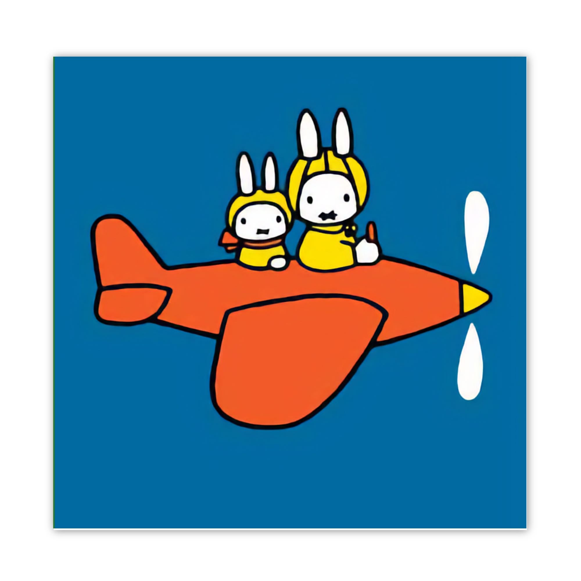 Hype Dick Bruna greeting card, miffy on plane
