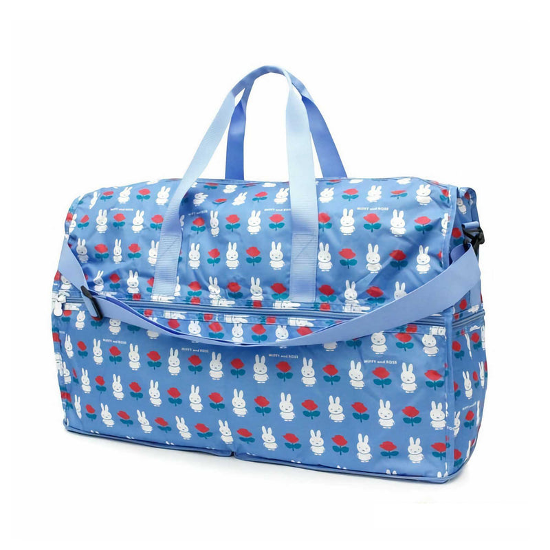 HAPI+TAS© Miffy Foldable Duffle Bag 38L, Blue Miffy and Rose