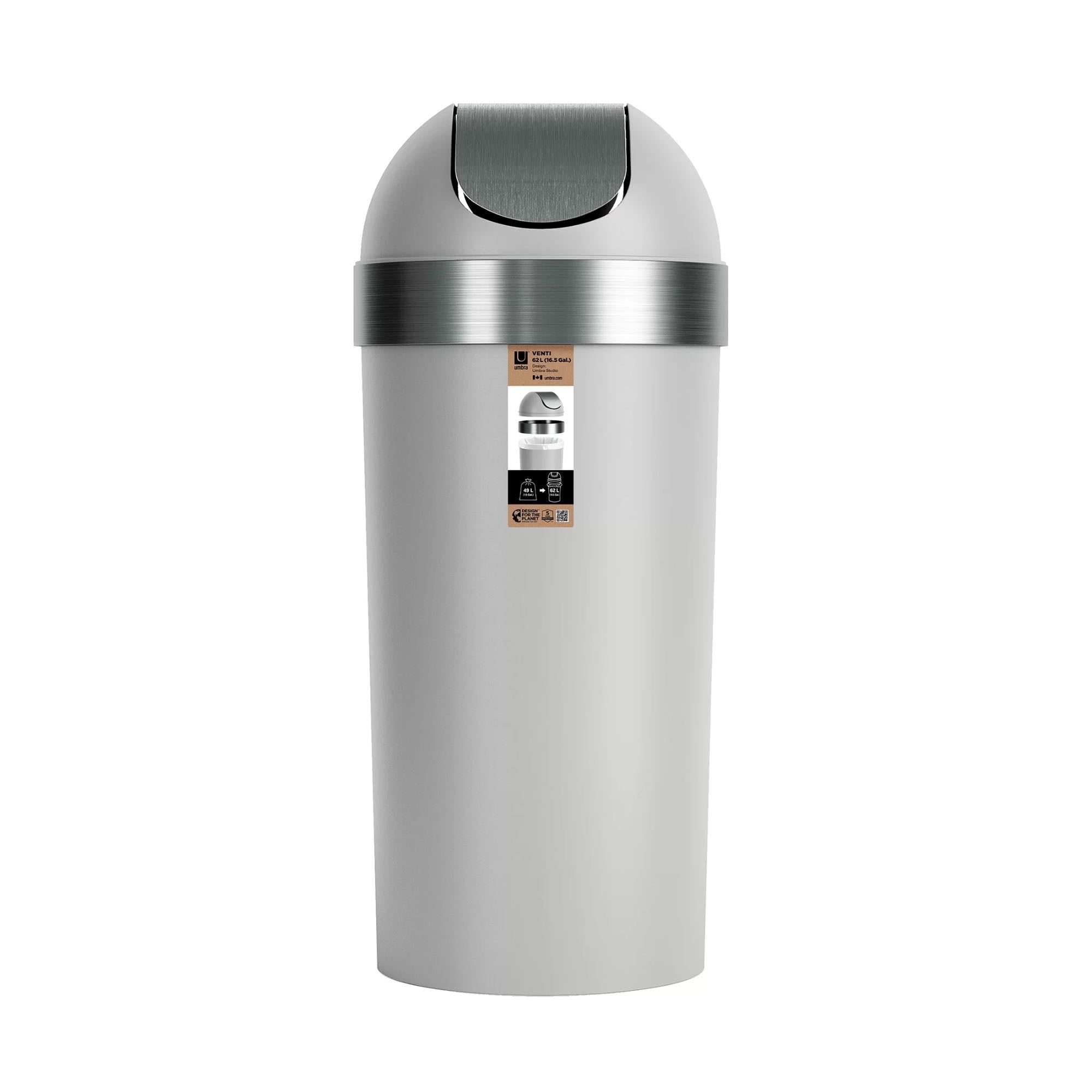 Umbra Venti trash can 62l, grey/nickel