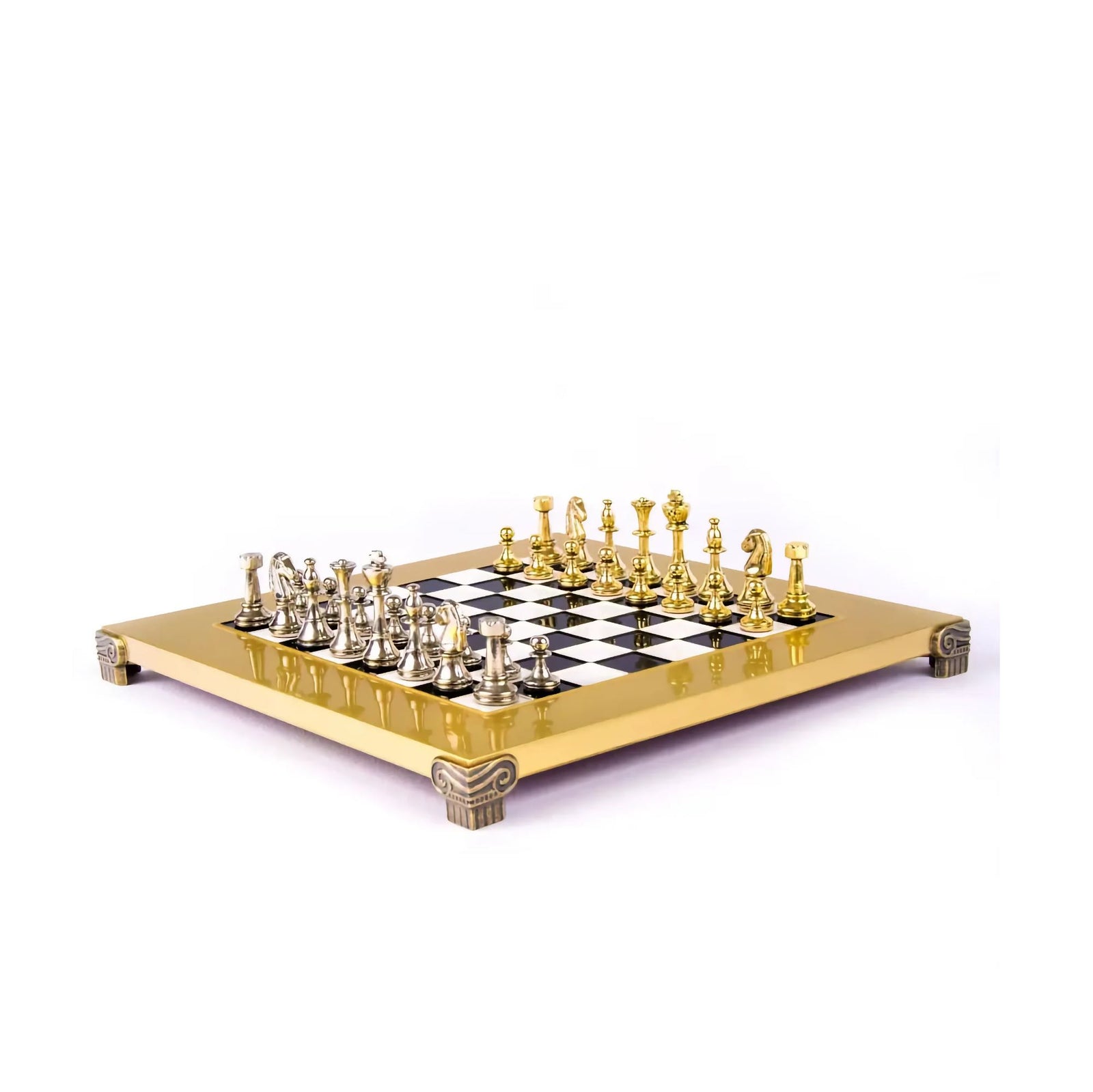 Manopoulos Classic Metal Staunton Chess, gold/silver