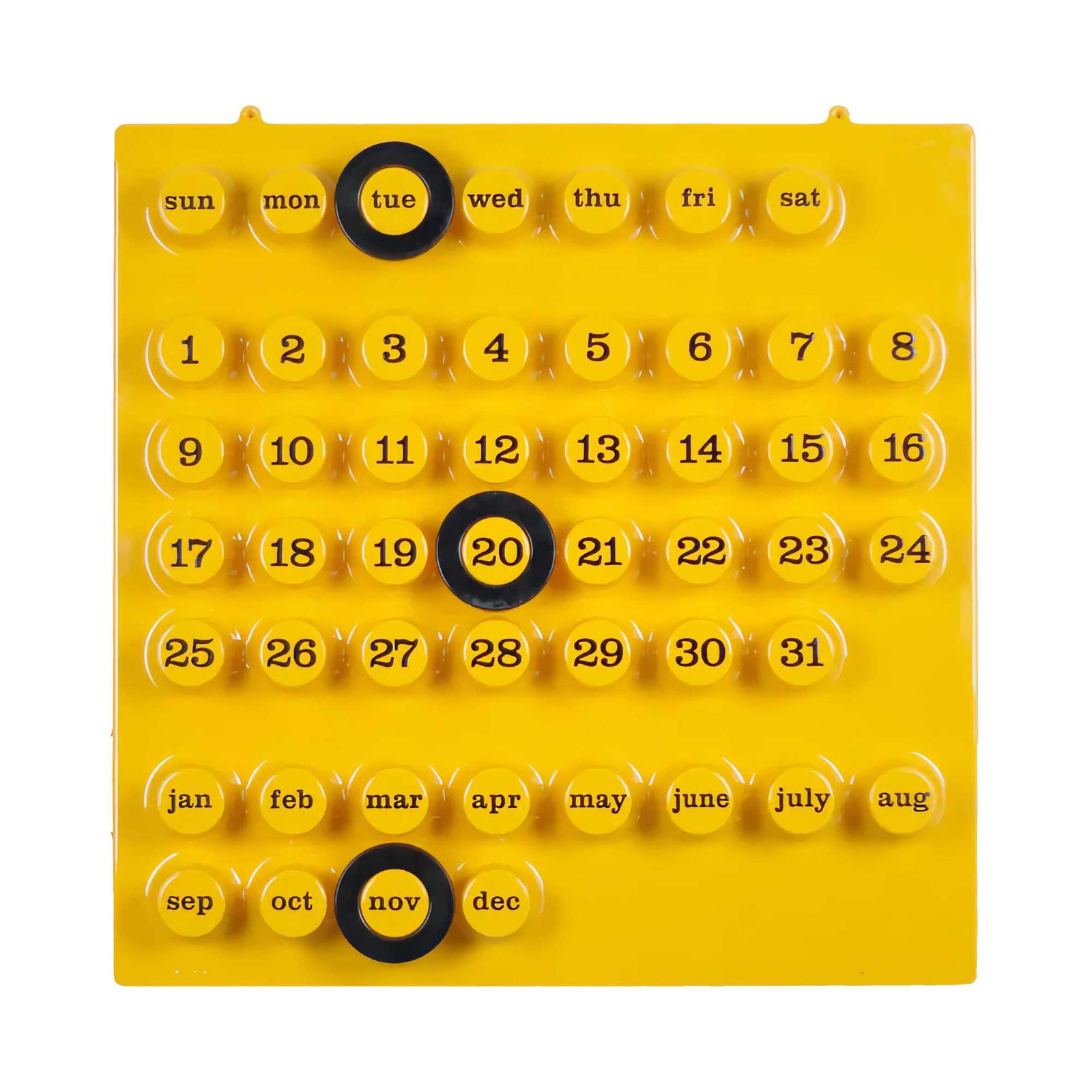 Ring-A-Date perpetual calendar, yellow