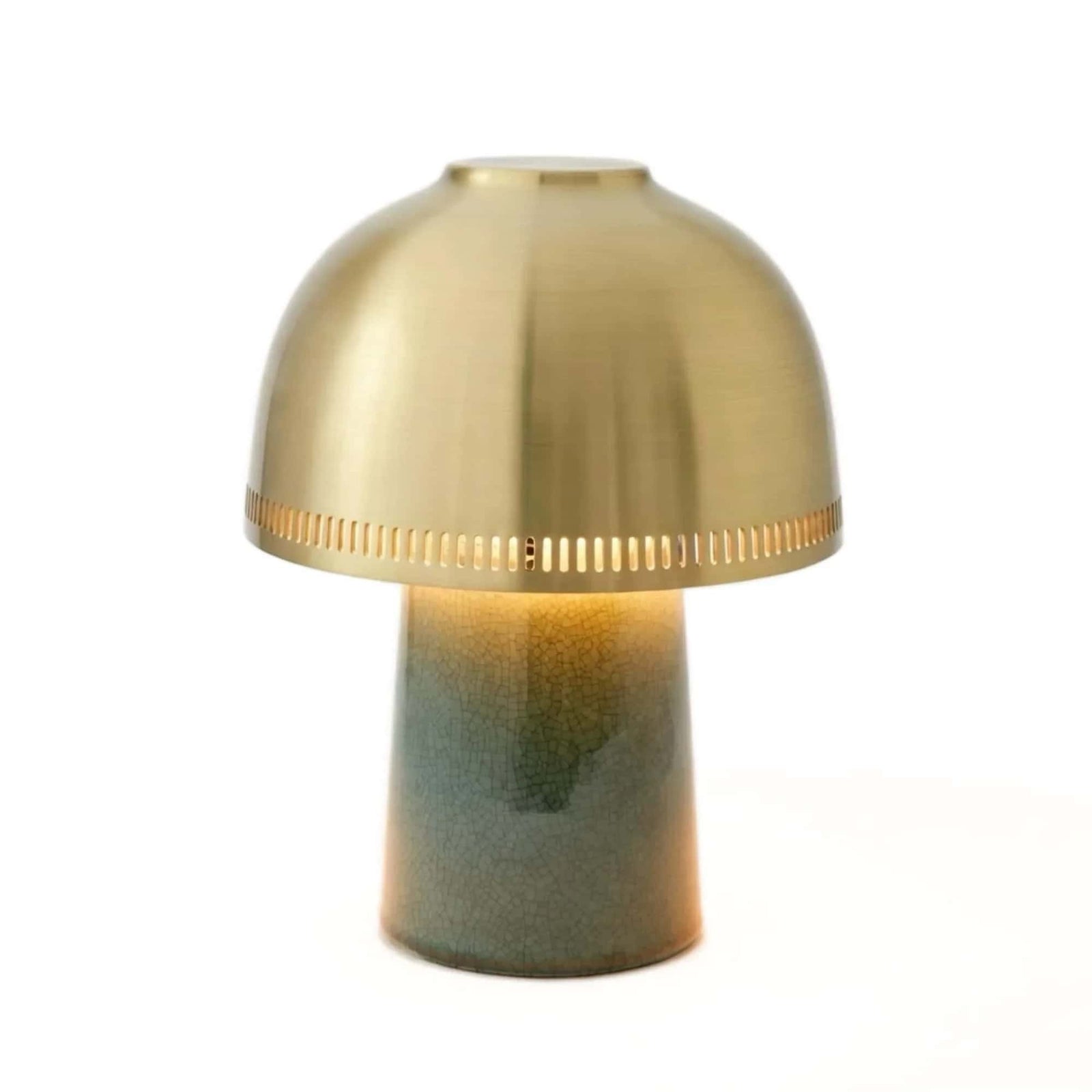 &Tradition Raku SH8 rechargeable lamp, blue green/brass