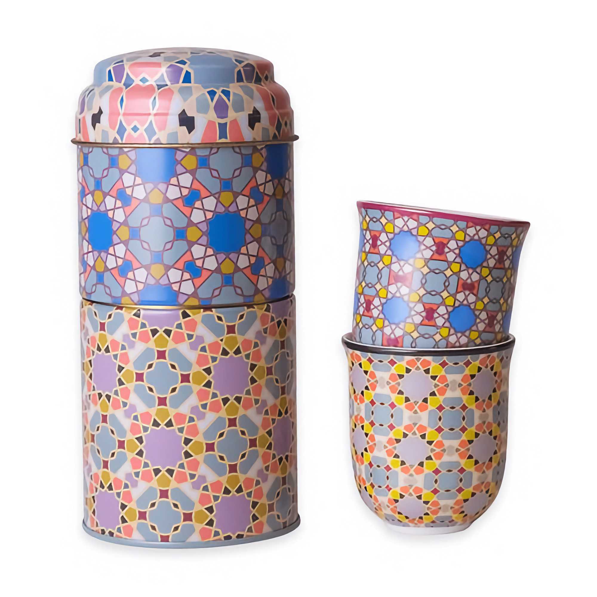 Images d'Orient Tin Box 2 Levels With 2 Coffee Cups, Denia