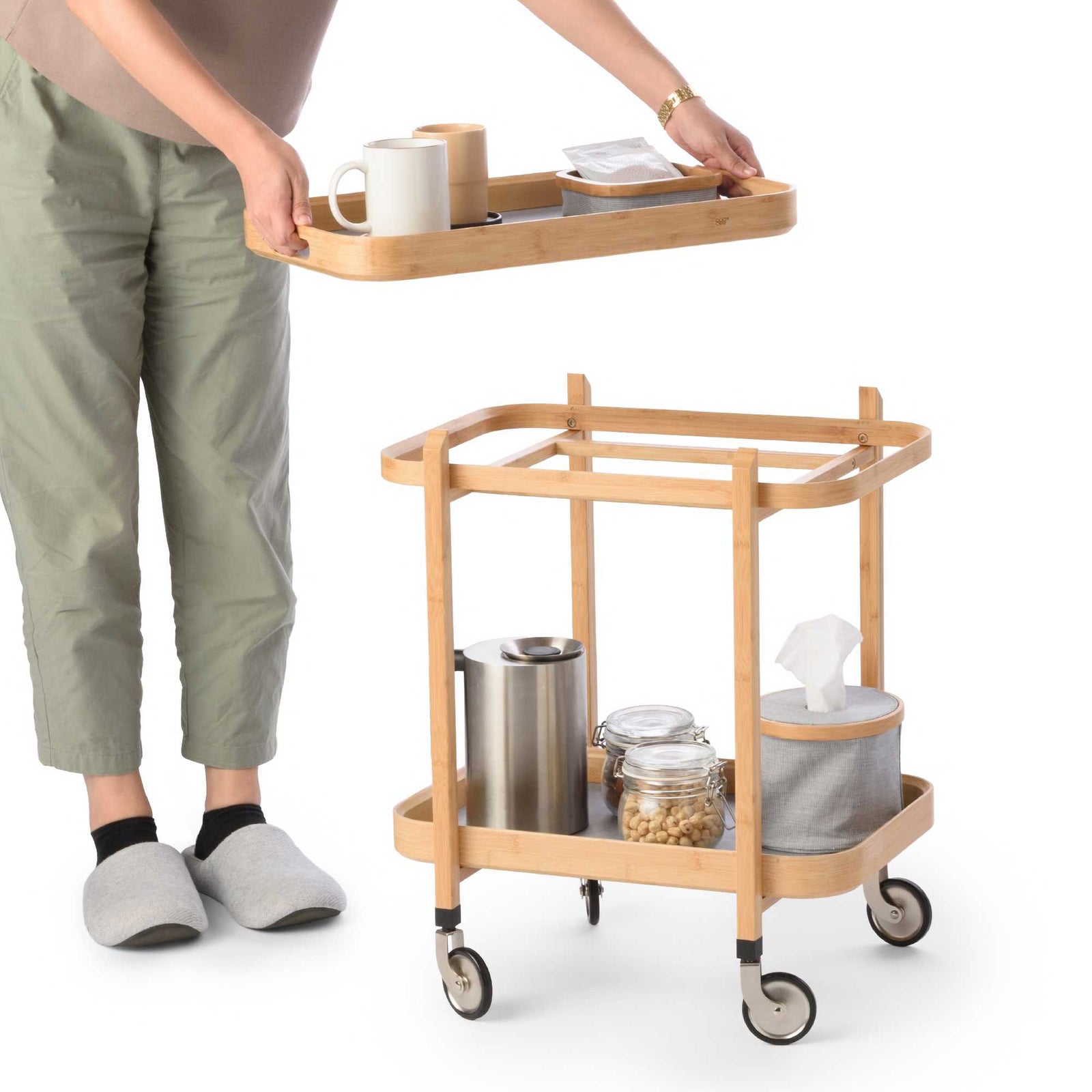 Gudee Roca cart 2-tier rectangle, natural