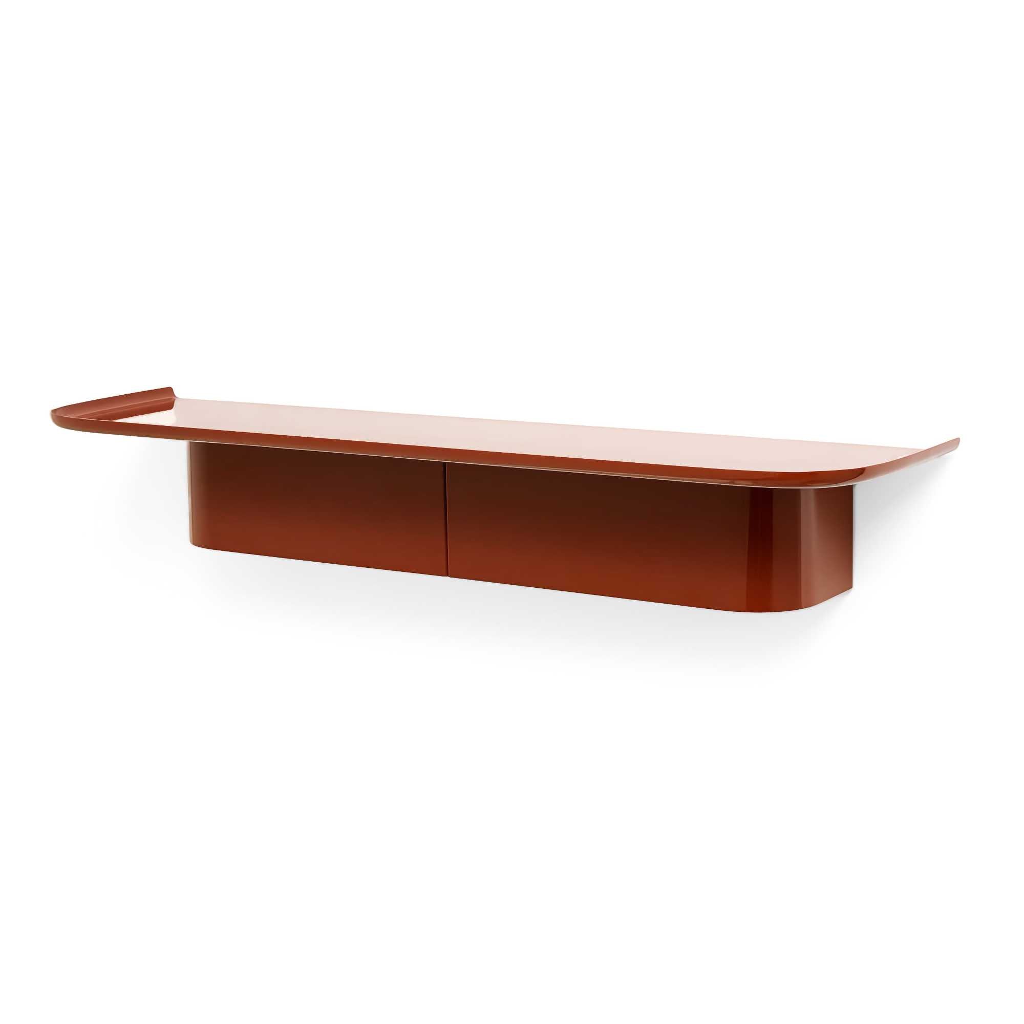 HAY Korpus Wall Shelf with Coat Hooks Large, Brick Red