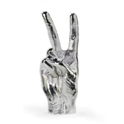 Bitten Peace Sign Sculpture Silver