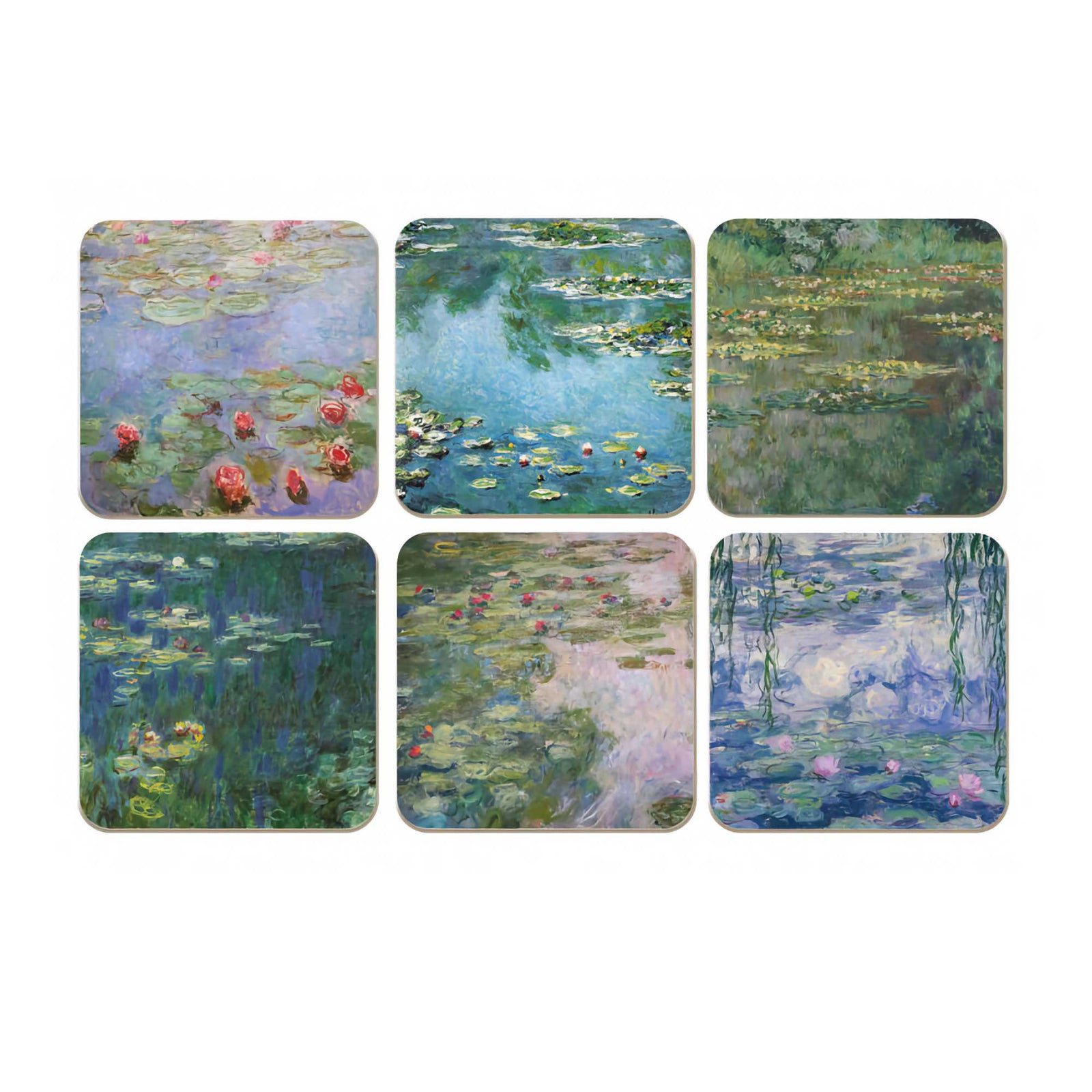 Bekking & Blitz Coasters Set/6, Claude Monet's Water Lilies