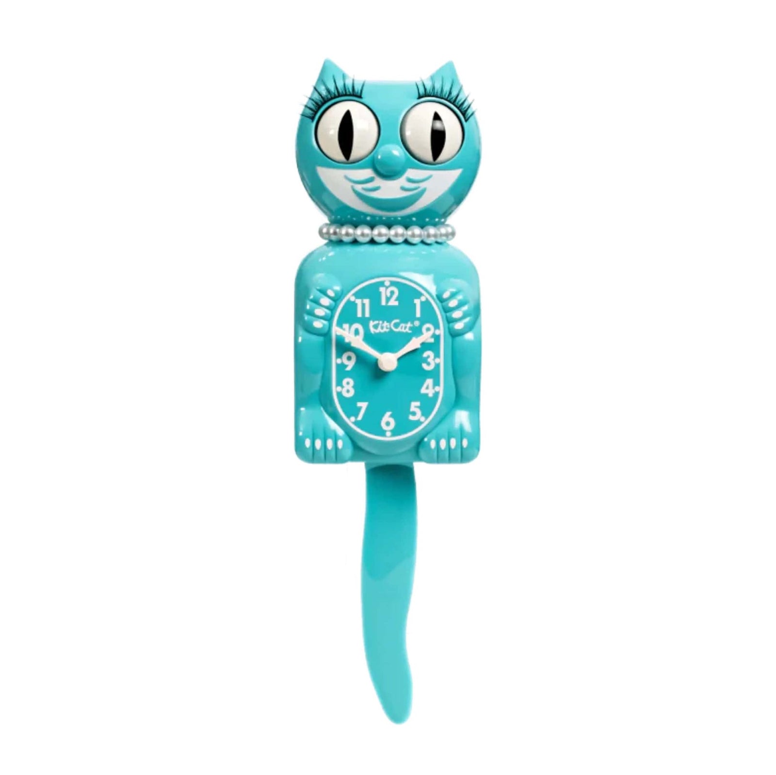 Kit-Cat Klock wall clock, lady vibrant blue turquoise
