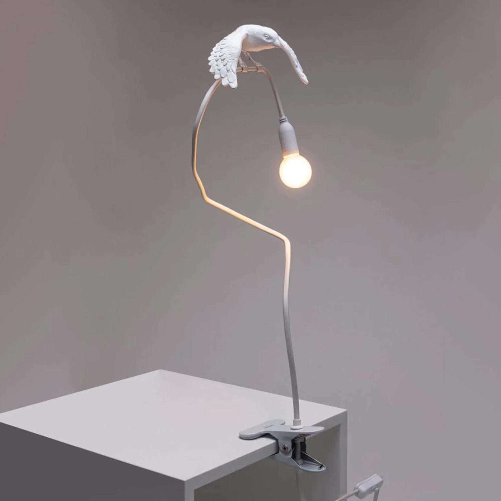 Seletti Sparrow Lamp with Clamp, Taking Off