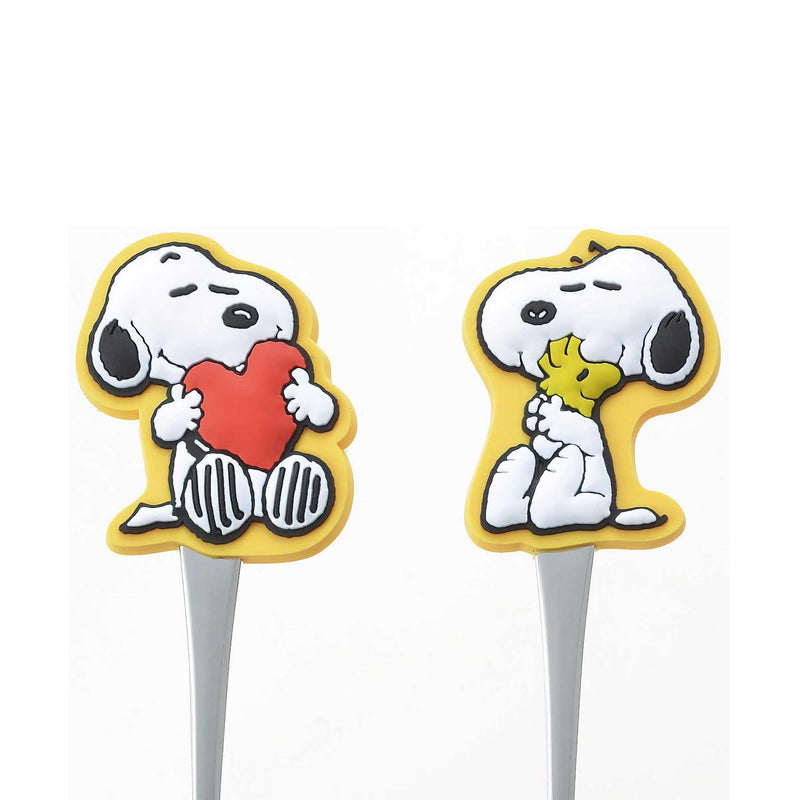 Tamahashi Snoopy Die Cut Spoon & Fork Set of 4, Heart & Hug