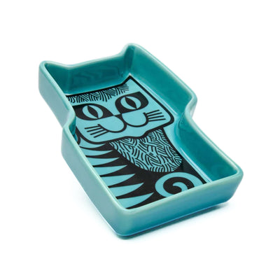 Magpie Hornsea Cat trinkey dish, teal